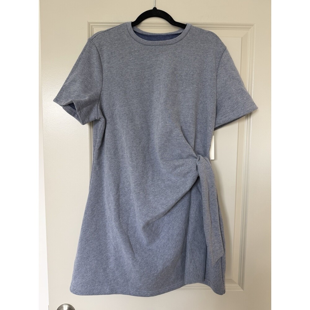 Anthropologie NWT Daily Practice Tie Waist T Shirt Mini Dress Blue Large